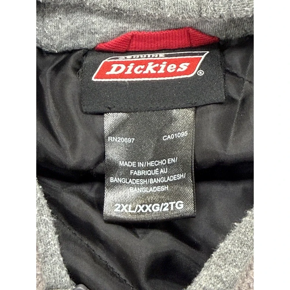 Dickies Men's Gray Lined Full Zip And Button Heavy Work Jacket Size 2XL Hooded